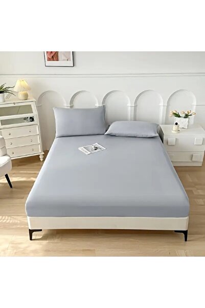 OEM Bed Sheet Set, Uni, 3 Pieces, for 2 People, Microfiber, 160x200cm, Light Gray