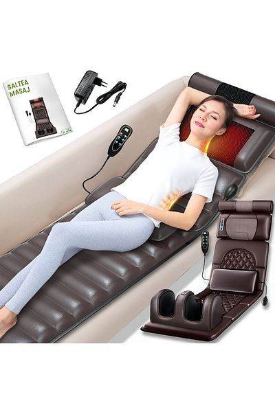 GlowforHome Saltea electrica masaj Shiatsu GlowforHome, 15 functii, incalzire, telecomanda,drenaj limfatic, Maro