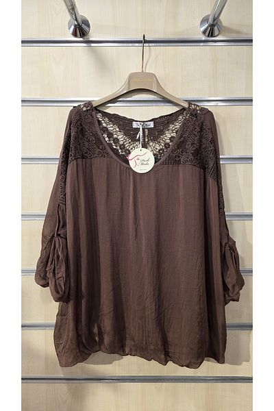 Park Moda Италианска копринена блуза с дантела тип пеперуда
