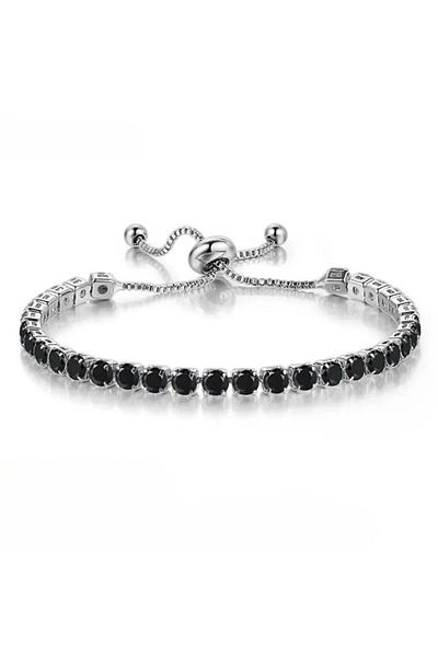 Eva Grace Darla tennis bracelet, silver, with black zirconia stones, adjustable