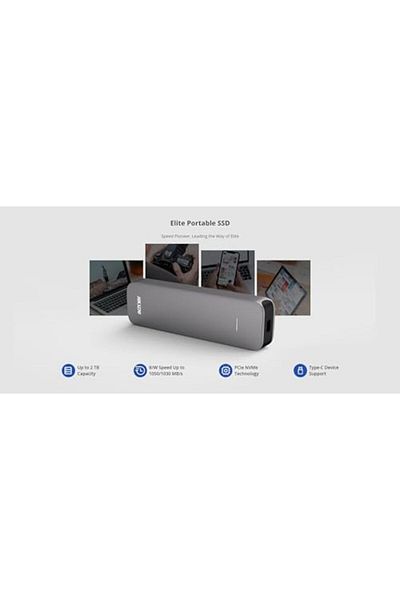 STOREMAX Ntwork HS-ESSD-ELITE-2T (STD) 2 تيرابايت 1050 ميجابايت/ثانية - 1030 ميجابايت/ثانية USB 3.2 Gen 2 Type-C قرص SSD محمول - Gr