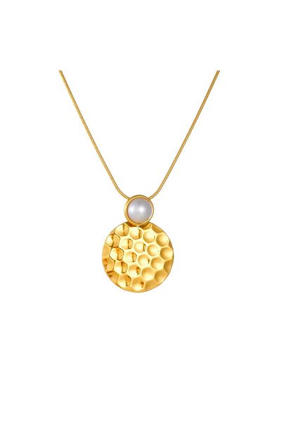 Eva Grace Bonnie necklace, gold, stainless steel, with pearl and round pendant