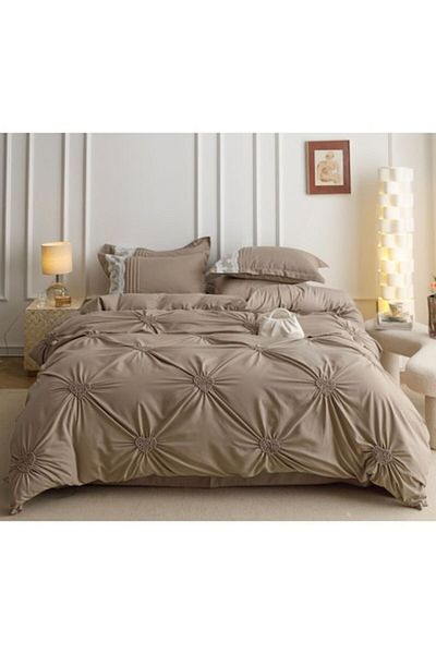 JOJO HOME Double Bedding Set, Jojo Home, Uni, Embroidered Hearts, 6 Pieces, Finet, 230x250cm, Latte