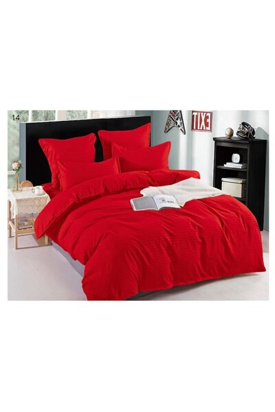 OEM Double Bed Linen Set, Sonia-Home, Finet Damask Type, 6 Pieces, Red, 220x240cm
