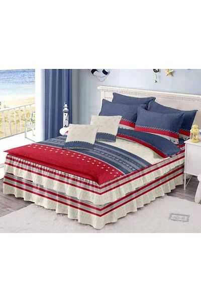 OEM Double Bedding Set, Ruffle Sheet, Spring, Mini Stars, 6 Pieces, 2 Persons, Finet, 200x230cm
