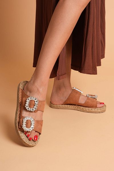 CİMİLİ SHOES Γυναικείες Πέτρινες Παντόφλες Διπλής Πόρπης Ορθοπεδική Σόλα