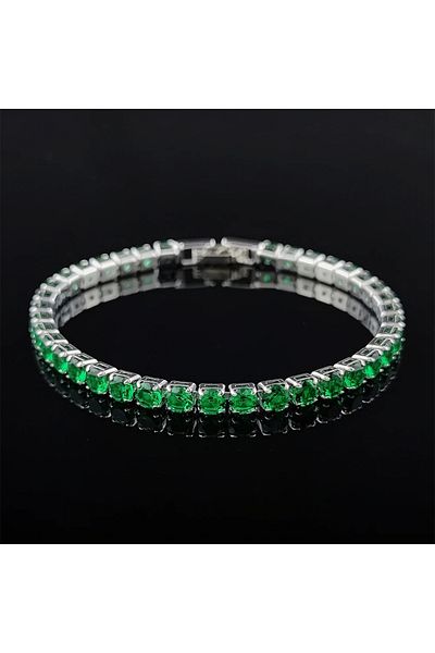 Eva Grace Victoire tennis bracelet, silver, with green zirconia stones - Celebration Collection