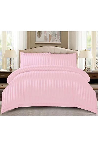 OEM Double Bedding Set - Spring, Damask, Elastic Sheet, 4 Pieces, Pink, 180x200 cm