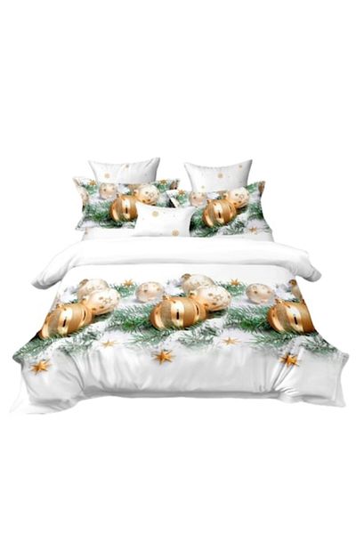 OEM Christmas Bedding Set, Finet, 6 Pieces, 2 Persons, 180x200cm, Multicolor, Golden Ornaments