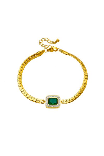 Eva Grace Ayana bracelet, gold, made of 18K gold-plated stainless steel, decorated with green zirconia