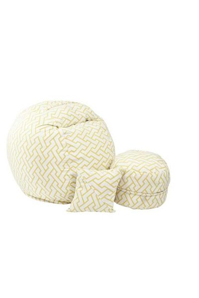 Pufrelax Set Fotoliu Matusalem cu Otoman (suport picioare) si Perna, Material Textil-Zappity Yellow