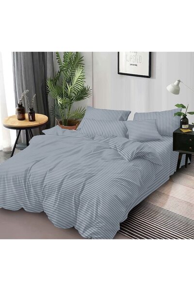 Pucioasa Double bed linen, Pucioasa, Damask, 6 pieces, 2 persons, Uni, 245x250cm, Dark Gray