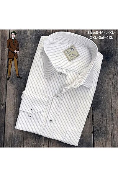 EREN STYLE Cămașă albă din in, clasică, 100% bumbac, cu mânecă lungă, anti-transpirație, cu o singură buzunar (model normal)