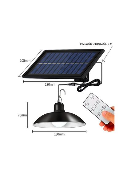 Bass Polska Uliczna lampa solarna z pilotem, żyrandol, okrągły