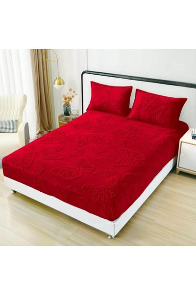 OEM Cearșaf Cocolino 180x200 cm cu 2 fețe de pernă pentru 2 persoane - Roșu