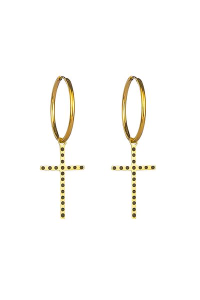 Eva Grace Jameela gold-tone cross-shaped earrings made of stainless steel