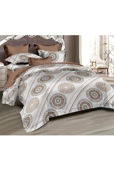 Pucioasa Double Bed Set, Pucioasa, Finet, 6 pieces, 2 persons, Grey-Beige print, 245x250cm