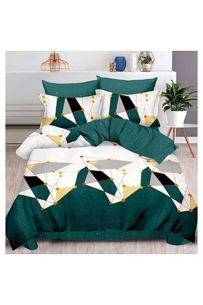 OEM Double Bed Linen, 6 Pieces, 2 Persons, 180x200cm, Satin Finet, Abstract Print, Multicolor