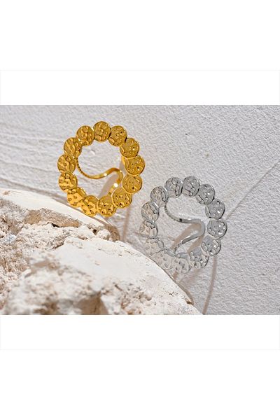Eva Grace Ashlyn ring, gold, 18K gold-plated stainless steel, circle-shaped, adjustable