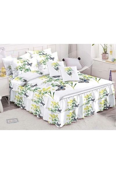 OEM Double Bedding Set, Ruffled Sheet, Spring, Floral Print, 6 Pieces, 2 Persons, Finet, 200x230cm
