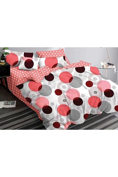 Pucioasa Double bed linen, Pucioasa, Finet, 6 pieces, 2 persons, Circles print, 245x250cm, Coral Mult