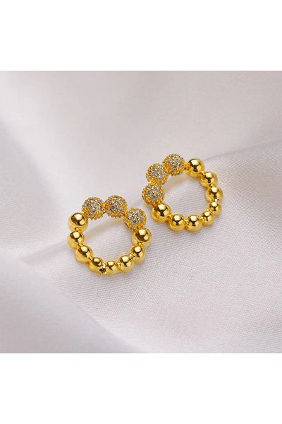 Eva Grace Audra earrings, gold, round, with zirconia, made of stainless steel