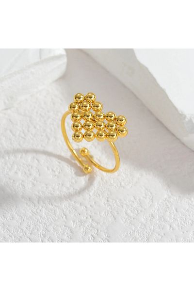 Eva Grace Nida ring, gold, stainless steel, heart-shaped, adjustable