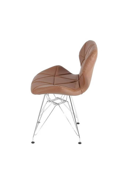 Taimi Pack Of 2-Brown Ergonomic PU Leather Upholstered Chair with Metal Legs for Modern Living Spaces