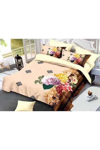 OEM Double bed linen, Velvet, 6 pieces, Beige Multicolor, 230x250cm