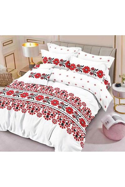 Pucioasa Double bed linen set, Pucioasa, traditional print, 6 pieces, 2 persons, 180x200cm, M1, Finet Satinat