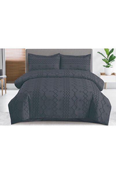 OEM Lenjerie de pat, Grofat M5, Uni, 4 piese, 2 persoane, 230x250cm, Gri