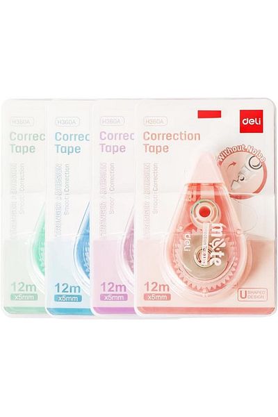 Deli EH360A Correction Tape – 5mm × 12m | Smooth & Silent Application | Strong Adhesion | Noisele