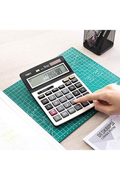 Deli آلة حاسبة مكتبية E1671C، فضية