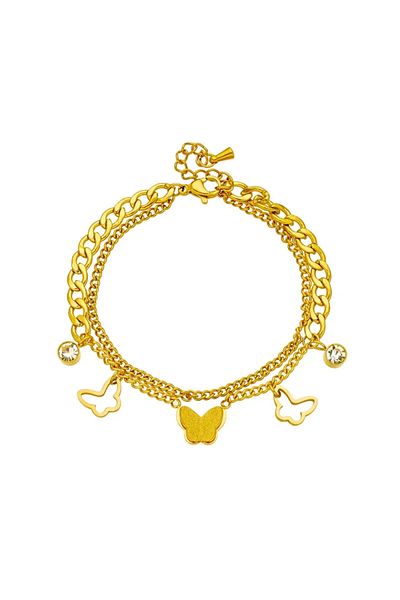 Eva Grace Laura bracelet, gold, stainless steel, with butterfly pattern