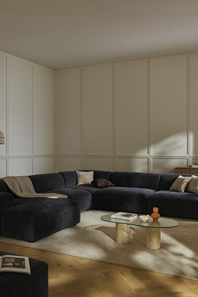 S Home Design Concept Molly Xl Köşe Koltuk Takımı Babyface, Sol Köşe Antrasit 290x290 Cm