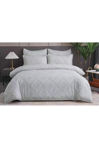 OEM Double Bedding Set, Sonia-Home, Egyptian Cotton, Uni, 6 Pieces, 220x240cm, Grey