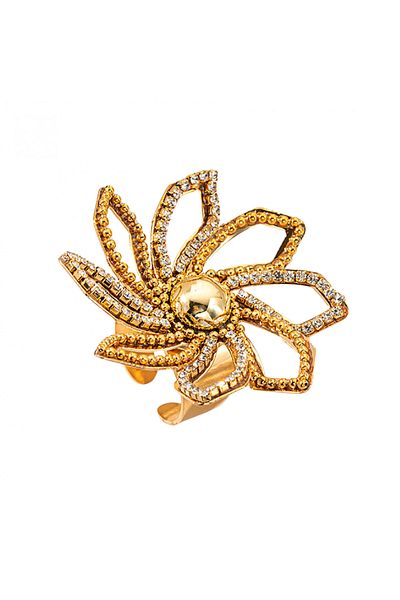 Eva Grace Hazel ring, gold, stainless steel, flower-shaped, with zirconia, adjustable