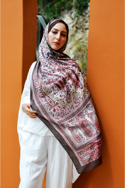 MSCARFS شال حريري من القطن بنمط المراعي