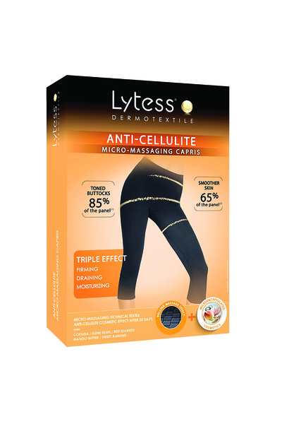 Lytess بنطال كابري صغير مضاد للسيلوليت، أسود، مقاس L/XL