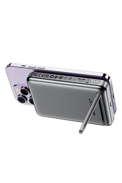 Acefast Powerbank 10000mAh indukcyjny magnetyczny z opcją podstawki PD 20W + kabel - czarny