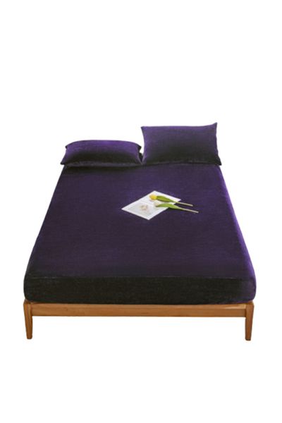 OEM Bed Cover and 2 Pillowcases, Velvet, Uni, 3 Pieces, 2 Persons, 180x200cm, Purple