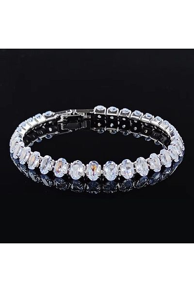 Eva Grace Angelica tennis bracelet, silver, decorated with oval zirconia stones - Celebration Collection