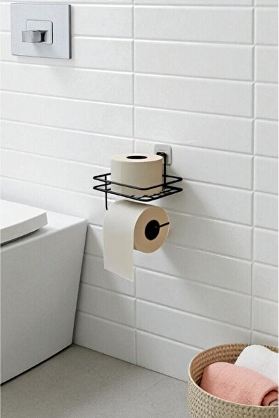 isneva Suport pentru hârtie igienică adeziv pentru toaletă, negru