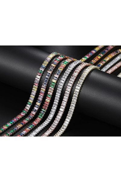 Eva Grace Karlee tennis necklace, silver, with zirconia, 14K gold plated - Celebration Collection