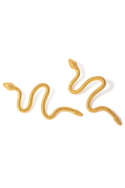 Eva Grace Kaya earrings, gold, made of 18K gold-plated stainless steel, in the shape of a snake