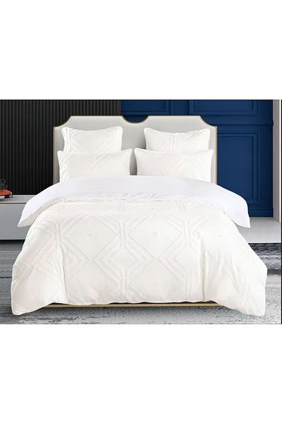 OEM Set de cearșafuri pentru pat dublu, Sonia-Home, bumbac egiptean, material uni, M3, 6 piese, 220x240cm, alb