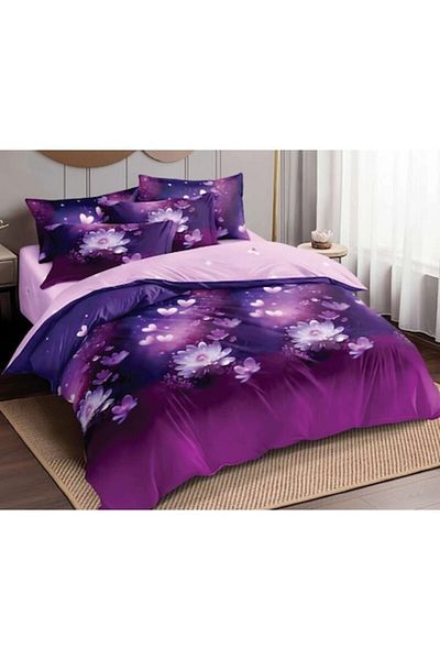 Pucioasa Double Bed Linen, Pucioasa, Finet, 6 Pieces, 2 Persons, 245x250cm, Purple-Lilac