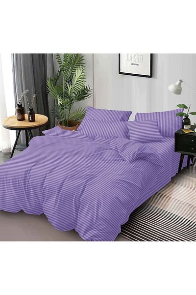 Pucioasa Set de lenjerie de pat dublă, Pucioasa, Damasc, 6 piese, 245x250cm, Mov