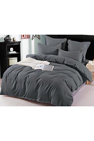 OEM Double Bed Linen, Sonia-Home, Finet Damask Type, Uni, 6 Pieces, 2 People, 220x240cm, Dark Gray