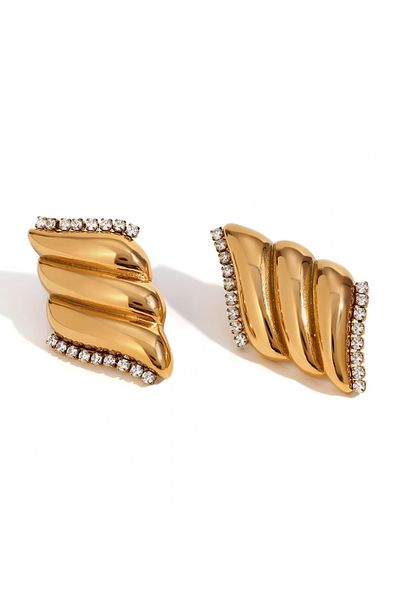 Eva Grace Adelis earrings, gold, with zirconia, vintage style, made of 18K gold-plated stainless steel